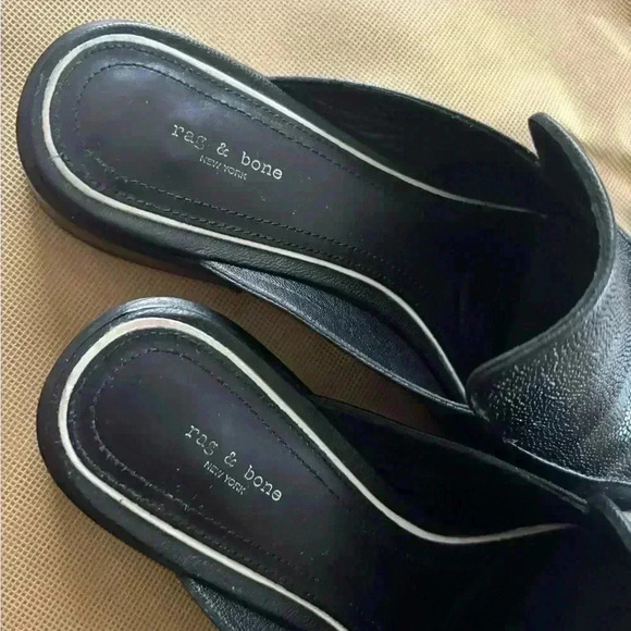 Rag & Bone Leather Black Mules Size 37 - Picture 4 of 8